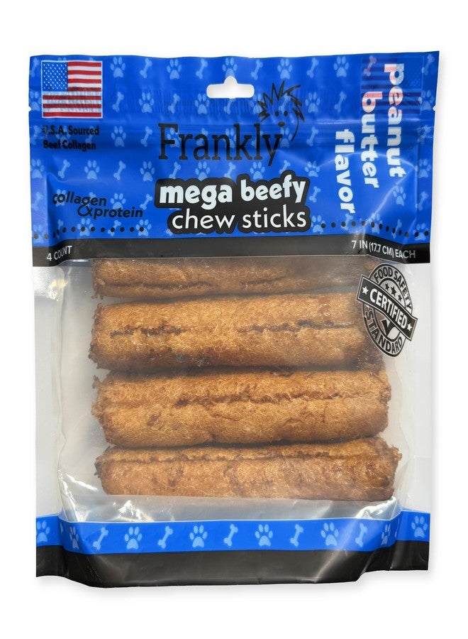 Frankly Original Pet - Peanut Butter Flavored Mega Beefy Chew Stick for Dogs - High Protein Collegen Packed - Made in The U.S.A. - 4 Count 7" Stick - Image 1
